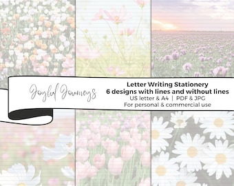 JW Letter Writing Stationery, Flower Letter Writing Paper, Printable Letter Paper, Floral Stationary, Instant Download