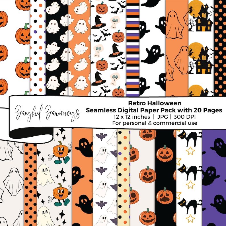 Halloween Thanksgiving Digital Paper Bundle: Seamless Patterns ...