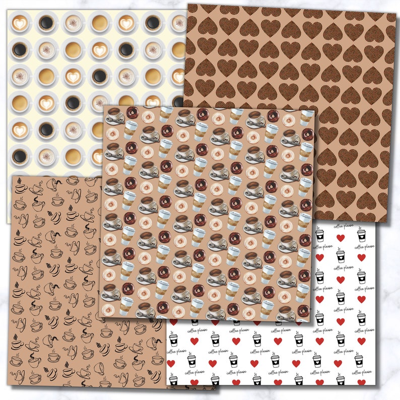 Coffee Digital Paper Coffee Scrapbook Paper Coffee Lover Etsy