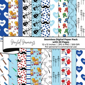 Melhor Papel Digital para Pais, Papel para Scrapbook do Dia dos Pais, Fundos Masculinos para Imprimir, Download Instantâneo, Uso Comercial