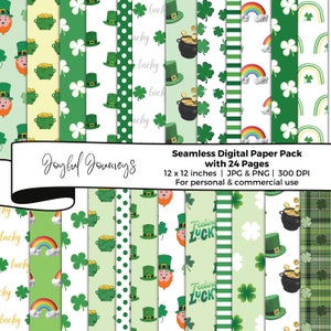 St. Patrick&#39;s Day digital paper, Printable Digital Papers, Patrick&#39;s day, Rainbow Scrapbook Paper, Seamless, Polka Dots, INSTANT DOWNLOAD
