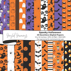 Papel digital de Halloween, patrón sin costuras, fondo de Halloween, álbum de recortes espeluznante, descarga instantánea, uso comercial