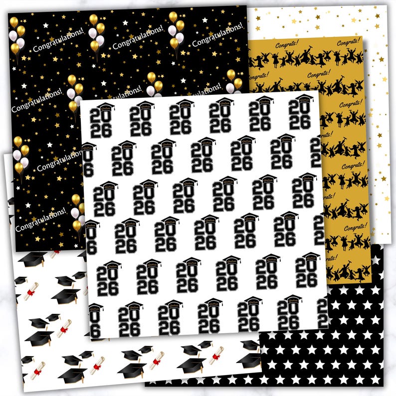 Graduation Digital Paper: Class of 2026, Seamless Grad Background ...