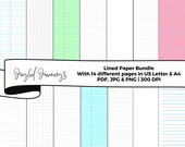Printable Paper Bundle: Lined, Grid, Dot, Wide, College Rule, Graph (US Letter & A4)
