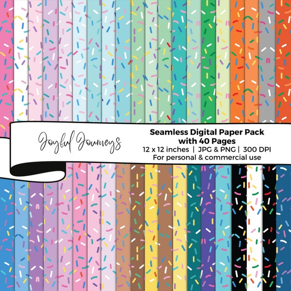 Sprinkles Digital Paper, Colorful Scrapbook Paper, Donut Sprinkles, Sprinkle Pattern, Seamless Patterns, Commercial Use