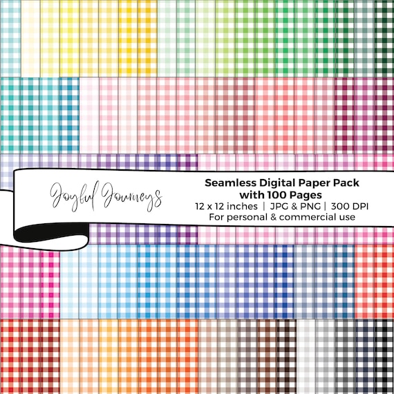 Gingham Digital Paper: Seamless Patterns, Picnic, bright, pastel, Scrapbook Paper (Instant Download, Commercial Use)