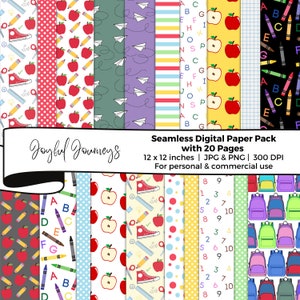 Back to School Digital Paper, Teacher Seamless Repeating Pattern, School Backgrounds, Seamless Patterns, Instant Download, Commercial Use image 2