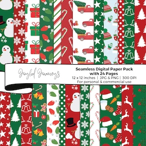Weihnachten Digital Papier, Weihnachten, Rot & Grün Hintergrund, Urlaub Scrapbook Papier, nahtlose Muster, Schneeflocke Tapete, kommerzielle Nutzung