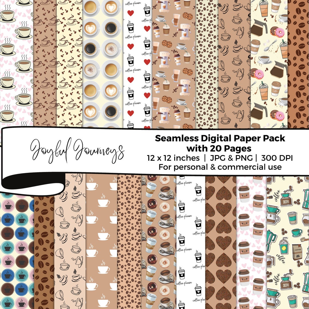 Coffee Digital Paper, Coffee Scrapbook Paper, Coffee Lover Digital