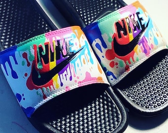 Nike “Too much Drip” Custom Painted Slides