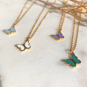 Bright Butterfly Charm Necklace - 24K Gold Plated, Cute Flirty Dainty Charm, Nature Lover, Gold Necklace, Gifts For Her
