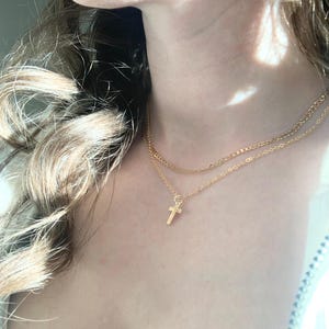 Little Cross Necklace - 24K Gold Plated, Dainty And Elegant Jewelry, Dainty Minimalist Cross, Tarnish Free, Gifts For Her, Christian Gifts