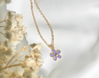 Purple flower necklace clearance