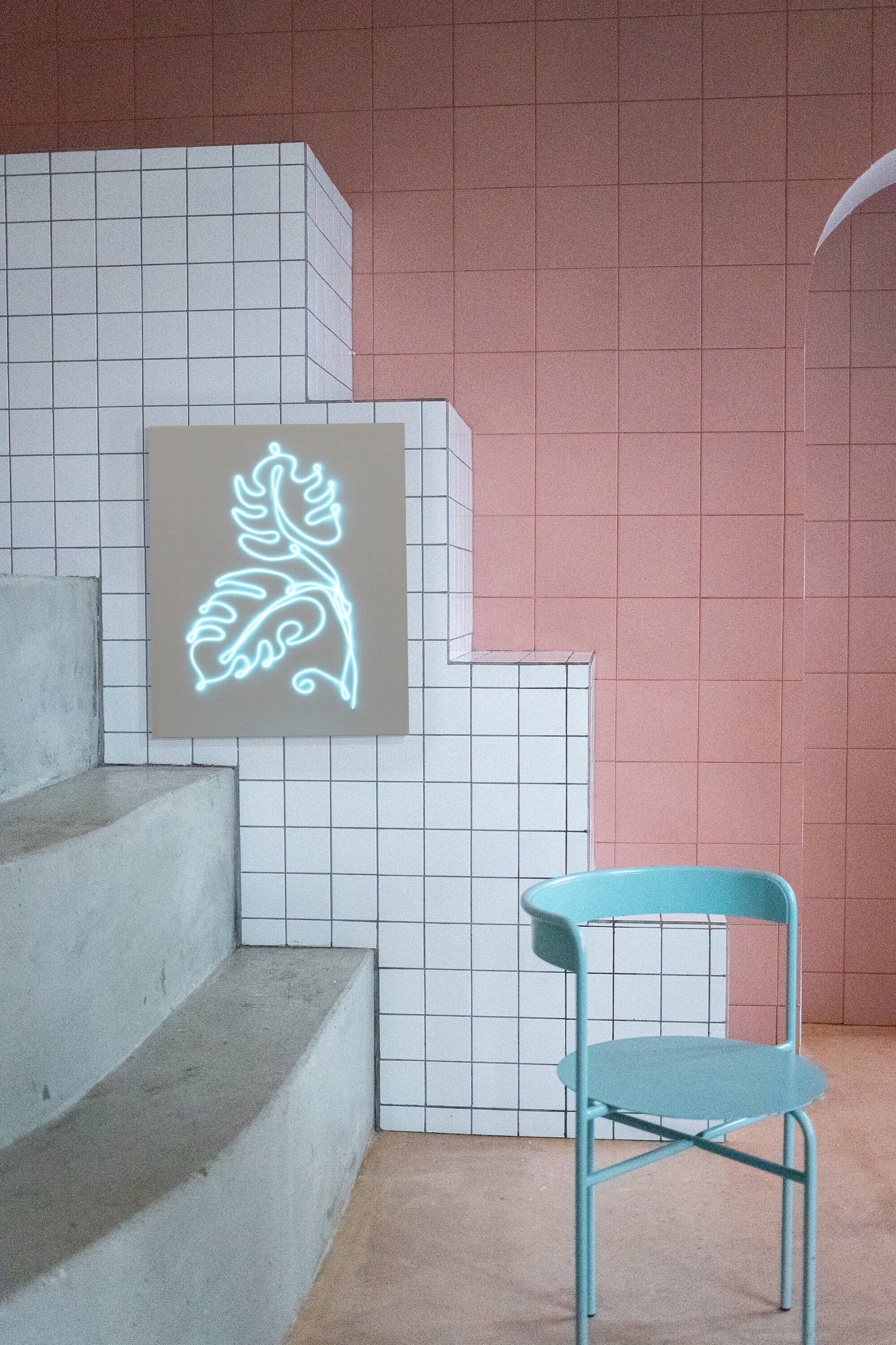 Monstera Neon Sign Minimalist Line Drawing