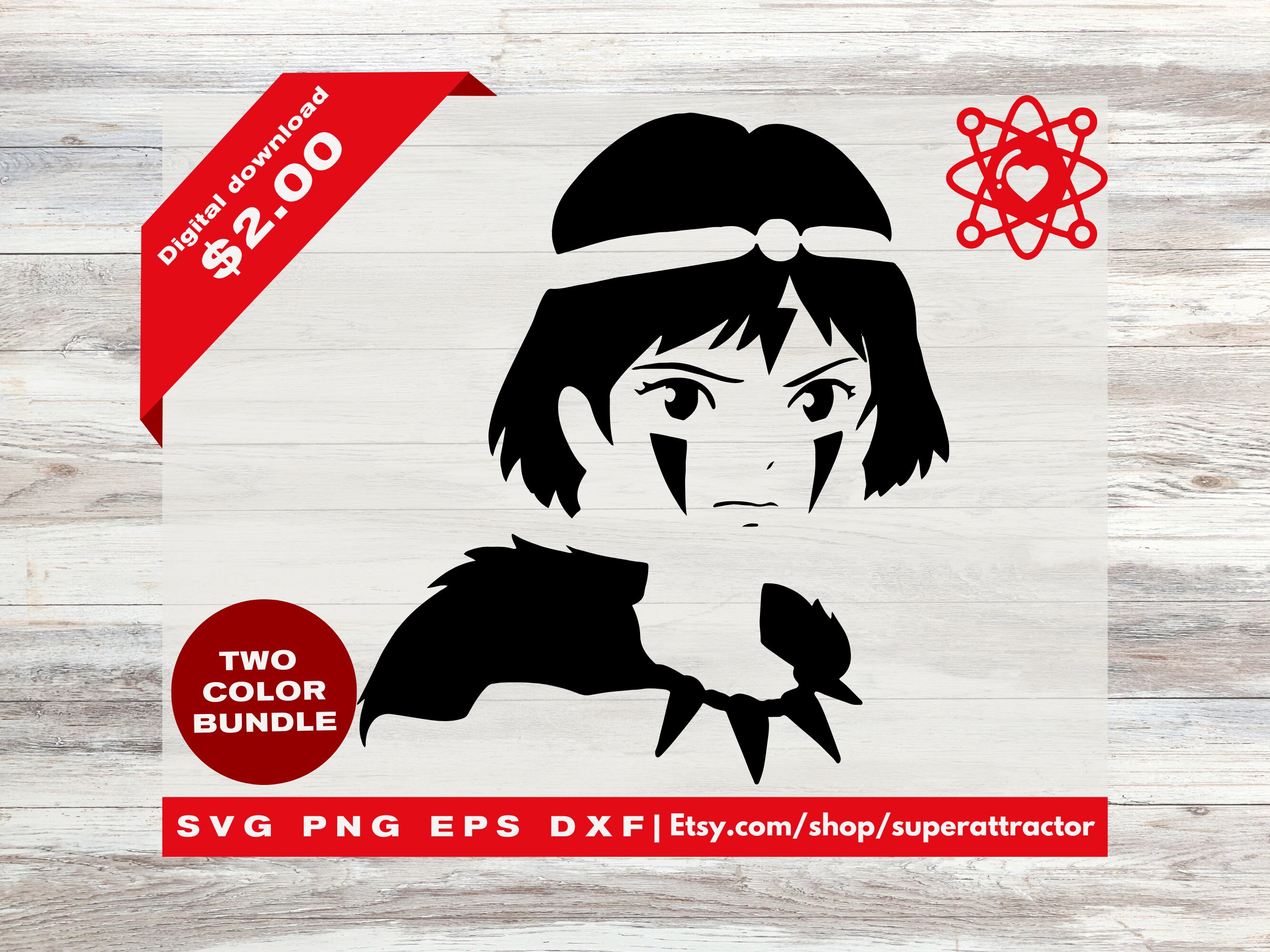 Princess Mononoke SVG, JPG, PNG, Cricut Cut File, Silhouette Cut File