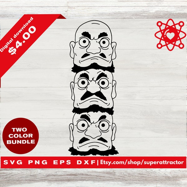 Three Heads Spirited Away Kashira Heads Anime SVG, Studio Ghibli Digital download, cut out