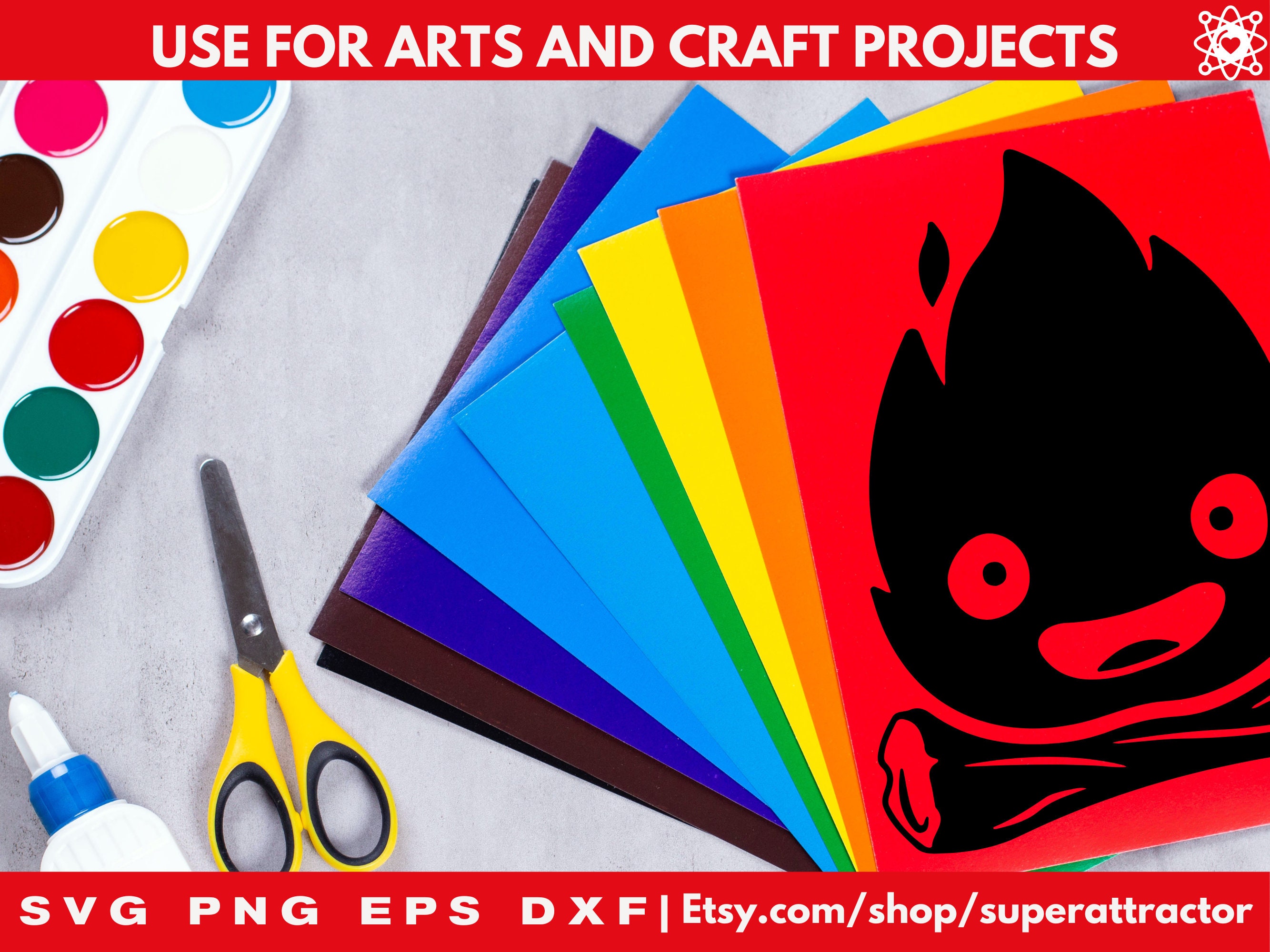 Calcifer SVG, JPG, PNG, Cricut Cut File, Silhouette Cut File, Coloring