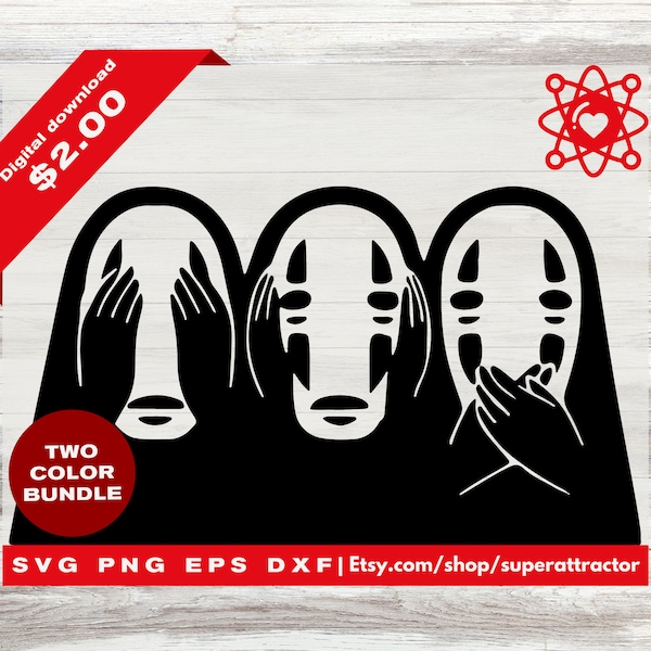 No face Spirited Away Stencil Studio Ghibli SVG Bundle