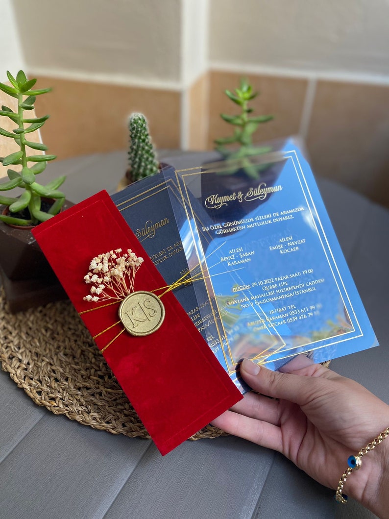 Luxury Velvet Transparent PVC Wedding Invitations Simple - Etsy