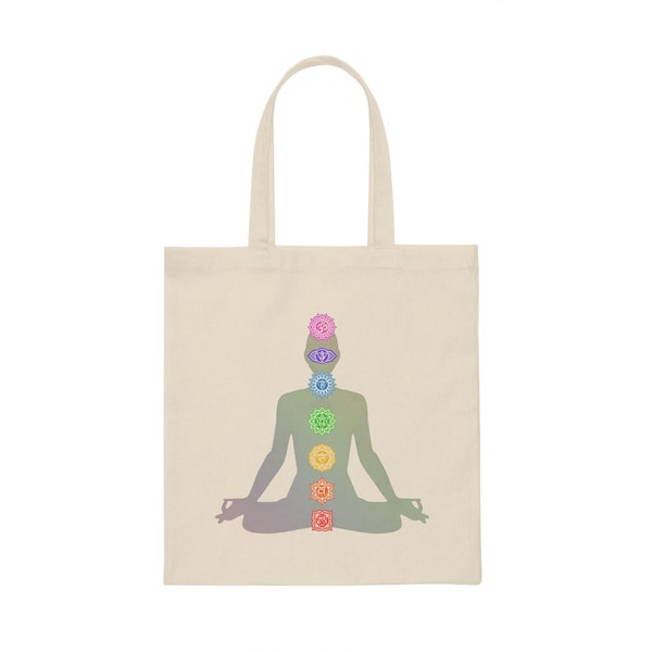 Chakra Meditations Canvas Tote Bag V2 lightweight compact 100% cotton sheeting practical durable