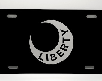 Liberty | Black Aluminum 12”x 6” License Plate | Laser Engraved | Stainless Steel | Laser Etched