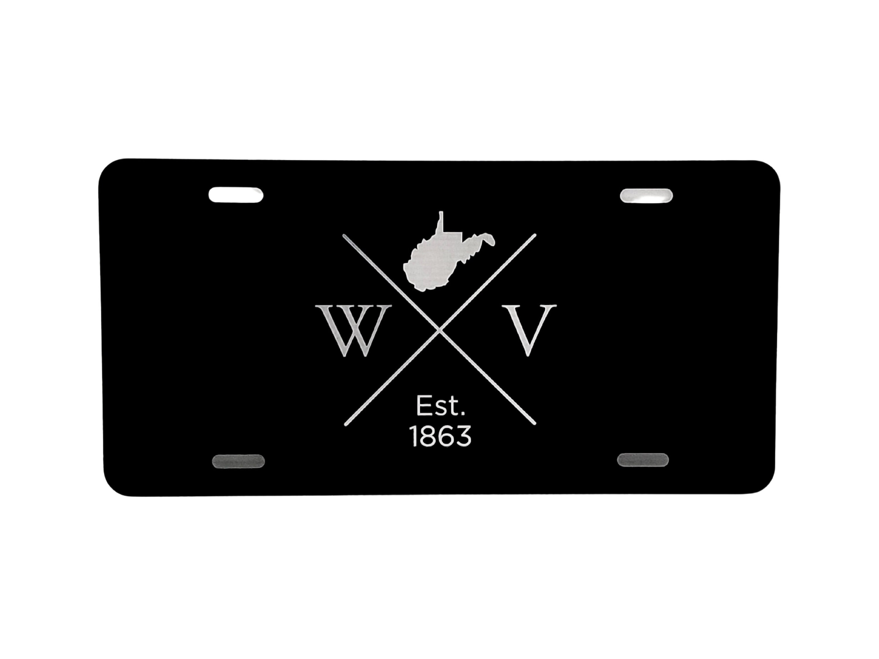 West Virginia Est Black Aluminum 12x 6 License Plate Laser Engraved