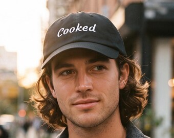 Cooked Dad Hat, Funny Gen Z Slang Cap, Internet Meme Hat, Embroidered Baseball Cap, Humorous Dad Gift