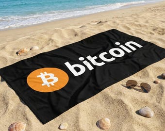 Bitcoin Beach Towel - BTC Crypto Towel, Cryptocurrency Pool Towel, Blockchain Gift