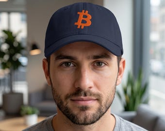 Bitcoin Dad Hat - Embroidered BTC Cap, Cryptocurrency Hat, Crypto Investor Gift, Bitcoin Merch
