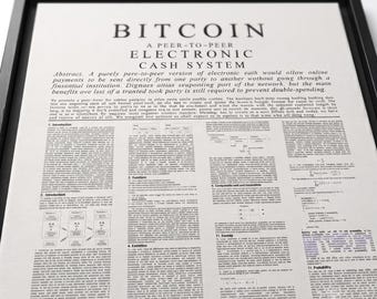 Bitcoin Whitepaper Framed Poster Matte Canvas | BTC White Paper Print | Framed Crypto Art | Cryptocurrency Wall Art