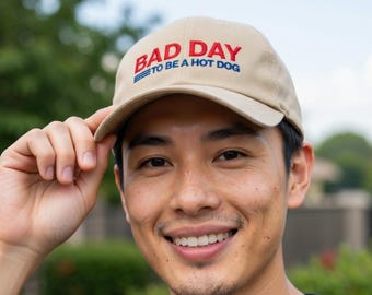 Gorra bordada "Un mal día para ser papá de perritos calientes", divertida gorra de béisbol con meme de Costco