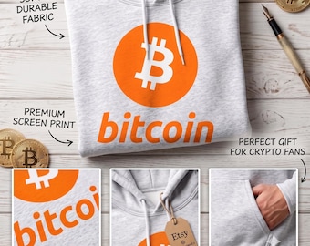 Bitcoin Logo Hoodie - BTC Crypto Sweatshirt, Cryptocurrency Pullover, Blockchain Apparel Gift, Crypto Clothing for Men & Women