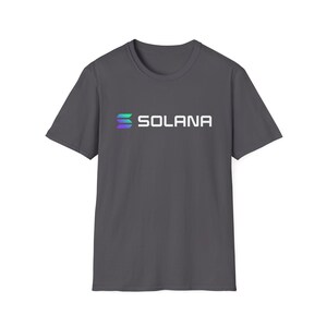 Solana Crypto T-Shirt - SOL Blockchain Logo Tee, Cryptocurrency Gift for Men, Web3 DeFi Shirt, Minimalist Solana Merch Charcoal
