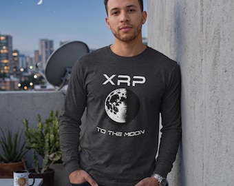 XRP To The Moon shirt met lange mouwen, Ripple Crypto-T-shirt, Blockchain-shirt met cryptocurrency