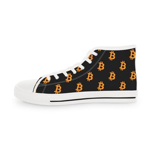 Bitcoin High-Top Sneakers - BTC Crypto Shoes, Black & White Cryptocurrency Sneakers, Bitcoin Apparel Gift image 17