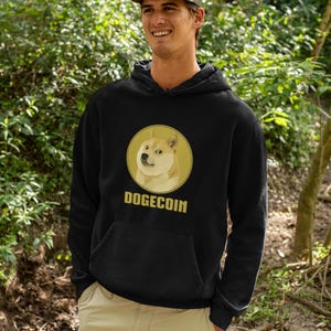 Dogecoin Meme Token Hoodie | DOGE Cryptocurrency Sweatshirt | Crypto Merch | Memecoin Gift | 50% Cotton/Polyester | Blockchain Apparel