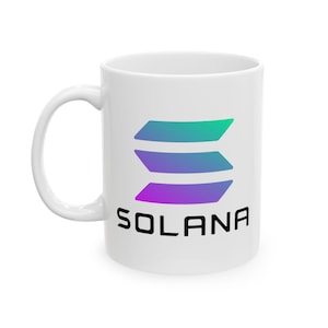 Solana Coffee Mug - White SOL Mug, Cryptocurrency Coffee Mug, Solana Merch, Crypto Mug, Crypto Merch, Blockchain Coffee Cup, HODL, SOL Merch