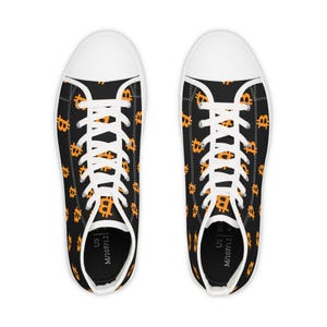 Bitcoin High-Top Sneakers - BTC Crypto Shoes, Black & White Cryptocurrency Sneakers, Bitcoin Apparel Gift image 9