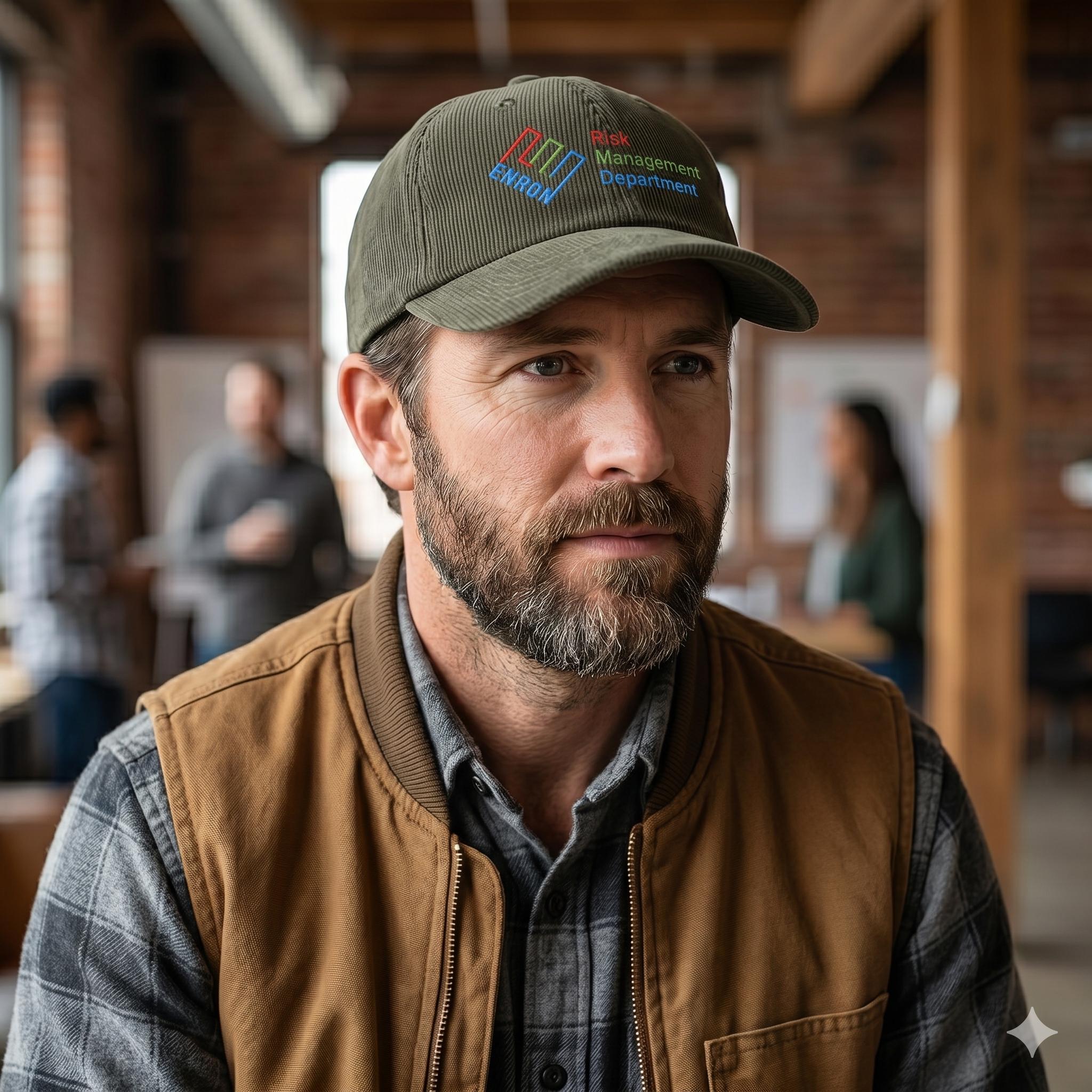 Enron Risk Management Hat Enron Risk Management Department Cap | Vintage Embroidered Corduroy Hat ...