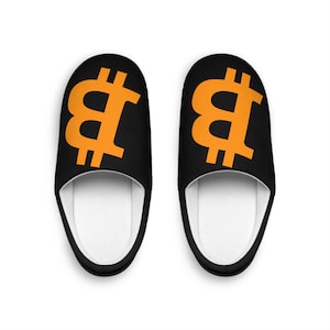 Bitcoin Men&#39;s Slippers - BTC Slippers, Crypto Slippers for Men, Cryptocurrency House Shoes, Black Bitcoin Shoes, Comfy Bitcoin Logo Slippers