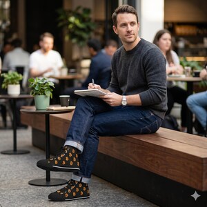 Bitcoin High-Top Sneakers - BTC Crypto Shoes, Black & White Cryptocurrency Sneakers, Bitcoin Apparel Gift image 3