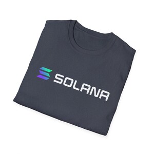 Solana Crypto T-Shirt - SOL Blockchain Logo Tee, Cryptocurrency Gift for Men, Web3 DeFi Shirt, Minimalist Solana Merch Heather Navy