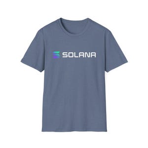 Solana Crypto T-Shirt - SOL Blockchain Logo Tee, Cryptocurrency Gift for Men, Web3 DeFi Shirt, Minimalist Solana Merch Heather Indigo