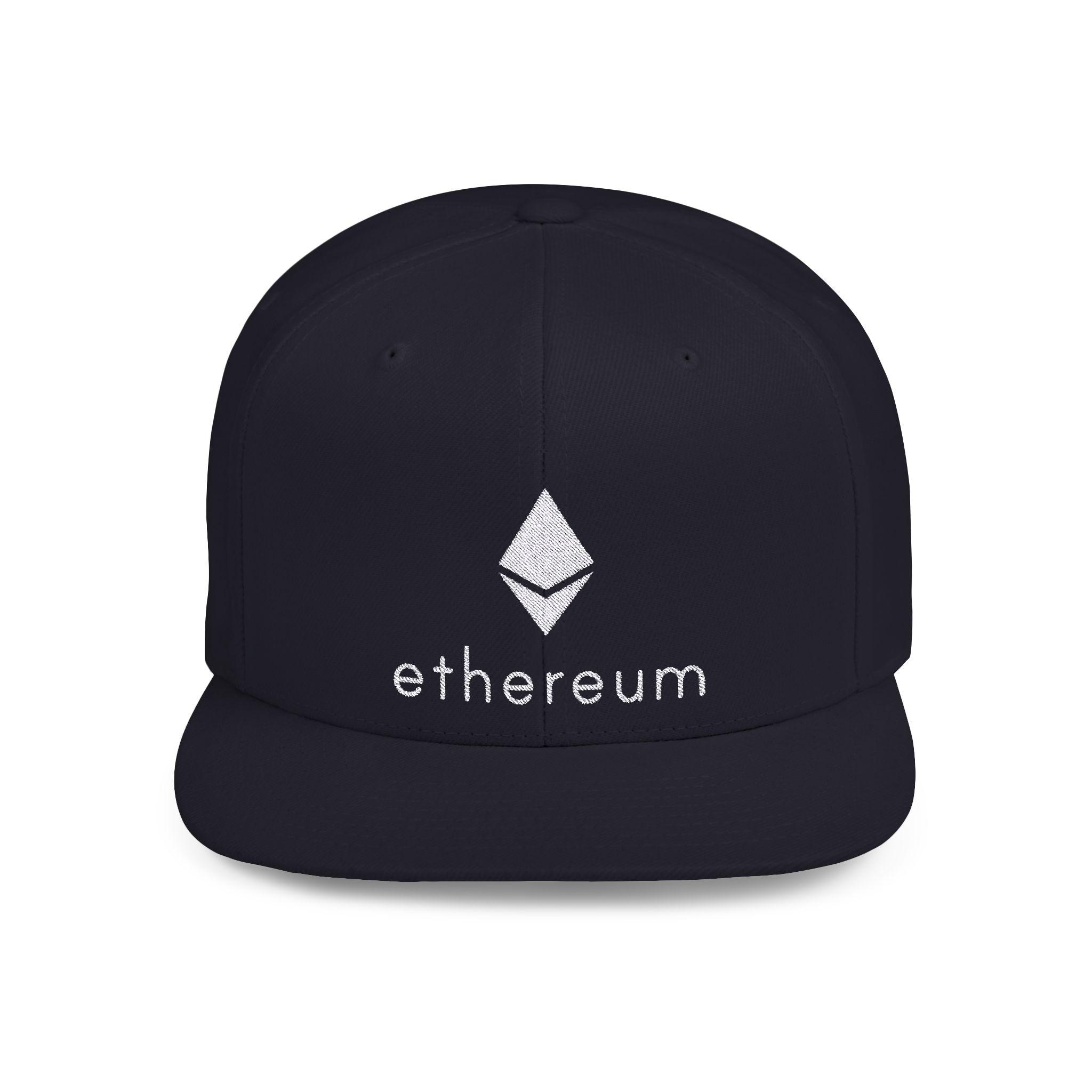 Ethereum Embroidered Flat Brim Snapback Hat: Crypto Merch