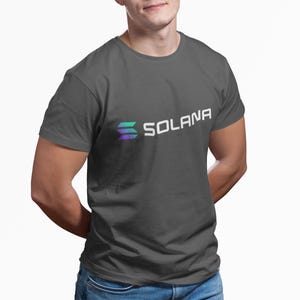 Solana Crypto T-Shirt - SOL Blockchain Logo Tee, Cryptocurrency Gift for Men, Web3 DeFi Shirt, Minimalist Solana Merch Dark Heather