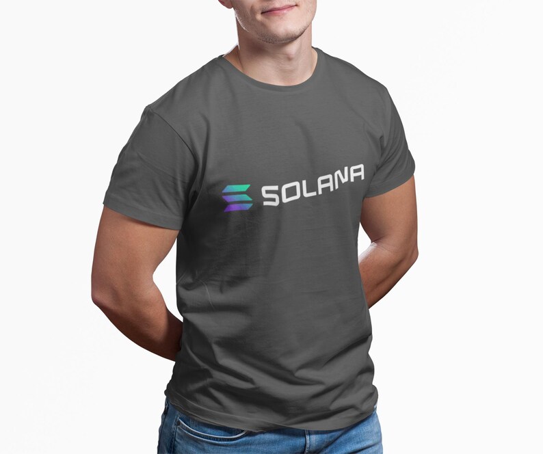 Solana Crypto T-Shirt - SOL Blockchain Logo Tee, Cryptocurrency Gift for Men, Web3 DeFi Shirt, Minimalist Solana Merch Dark Heather