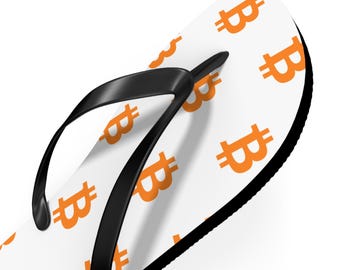 Bitcoin Pattern Flip Flops, Crypto Logo Sandals, BTC Symbol Beachwear Gift