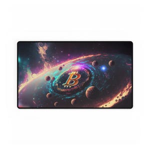 Bitcoin Galaxy Desk Mat - 2 Sizes, Bitcoin Cryptocurrency Mouse Pad, BTC Crypto Blockchain Desk Mat, Crypto Tech Accessory, Crypto Bro, HODL