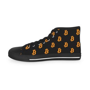 Bitcoin High-Top Sneakers - BTC Crypto Shoes, Black & White Cryptocurrency Sneakers, Bitcoin Apparel Gift image 18