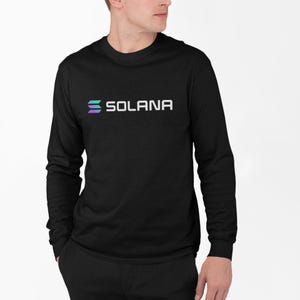 Solana SOL Long Sleeve Shirt - Crypto Token Tee, Blockchain Apparel, Solana Merch, Long Sleeve Solana TShirt, Cryptocurrency Shirt, HODL